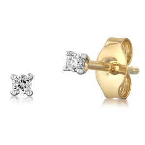 Luminesce Lab Grown Diamond Solitaire Stud Earrings in 9ct Yellow Gold