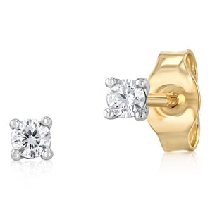 Luminesce Lab Grown 1/10 Carat Diamond Solitaire Stud Earrings in 9ct Yellow Gold