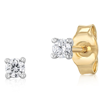 Luminesce Lab Grown 1/10 Carat Diamond Solitaire Stud Earrings in 9ct Yellow Gold