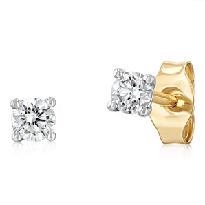 Luminesce Lab Grown 0.20 Carat Diamond Solitaire Stud Earrings in 9ct Yellow Gold