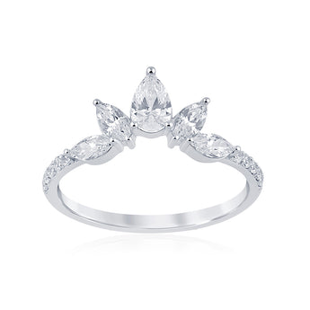 Luminesce Lab Grown 0.85 Carat Pear, Marquise, and Brilliant Cut Diamond Ring in 9ct White Gold