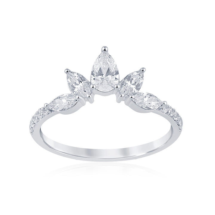 Luminesce Lab Grown 0.85 Carat Pear, Marquise, and Brilliant Cut Diamond Ring in 9ct White Gold