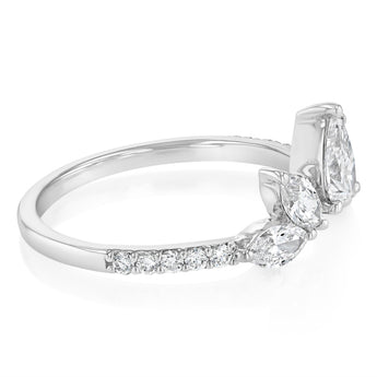 Luminesce Lab Grown 0.85 Carat Pear, Marquise, and Brilliant Cut Diamond Ring in 9ct White Gold