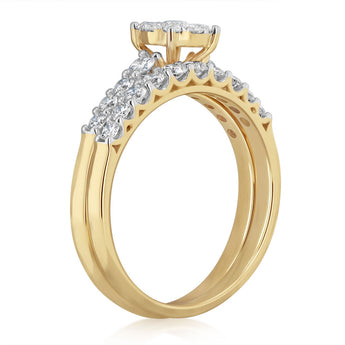 Luminesce Lab Grown 1 Carat Diamond Bridal Set Ring in 9ct Yellow Gold
