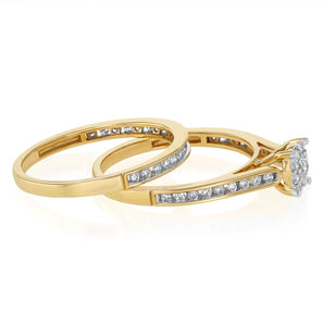Luminesce Lab Grown 1/2 Carat Diamond Bridal Set Ring in 9ct Yellow Gold