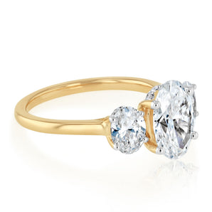 Luminesce Lab Grown 3 Carat Diamond Trilogy Ring in 9ct Yellow Gold
