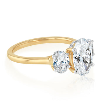 Luminesce Lab Grown 3 Carat Diamond Trilogy Ring in 9ct Yellow Gold