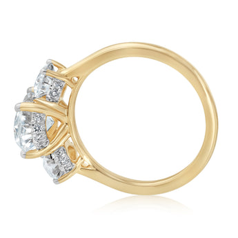 Luminesce Lab Grown 3 Carat Diamond Trilogy Ring in 9ct Yellow Gold