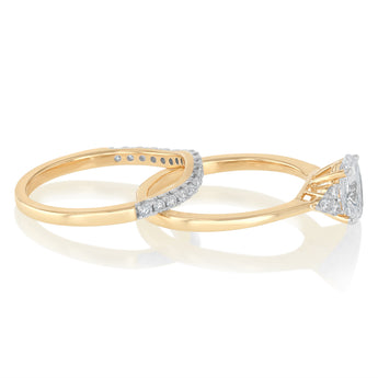 Luminesce Lab Grown 1.30 Carat Diamond Bridal Set Ring in 9ct Yellow Gold