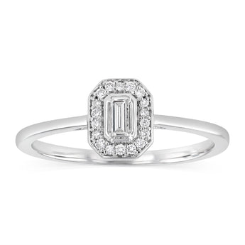 Luminesce Lab Grown 1/10 Carat Diamond Halo Ring in Sterling Silver