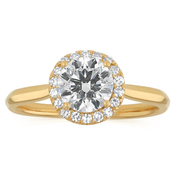 Luminesce Lab Grown 1.10 Carat Diamond Halo Solitaire Ring in Gold Plated Sterling Silver
