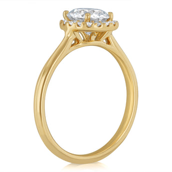 Luminesce Lab Grown 1.10 Carat Diamond Halo Solitaire Ring in Gold Plated Sterling Silver