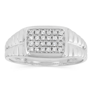 Luminesce Lab Grown 1/6 Carat Diamond Gents Ring in Sterling Silver