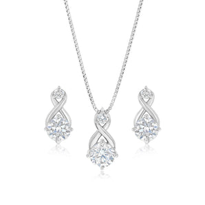 Luminesce Lab Grown 1.50 Carat Diamond Drop Earrings and Pendant Set in Sterling Silver on 45cm Chain