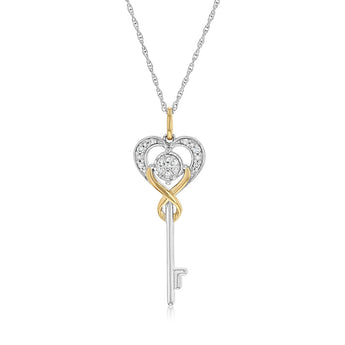 Luminesce Lab Grown 1/10 Carat Diamond Key Pendant on Chain in Gold Plated Sterling Silver