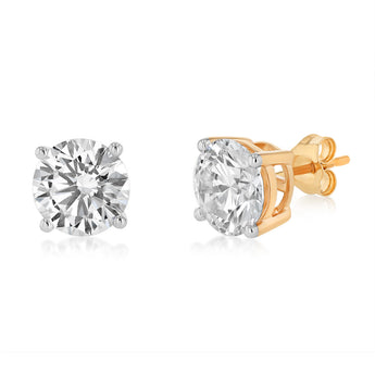 Luminesce Lab Grown 5 Carat Diamond Solitaire Stud Earrings in 9ct Yellow Gold