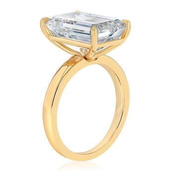 Luminesce Lab Grown 8 Carat Diamond Emerald Solitaire Ring in 9ct Yellow Gold