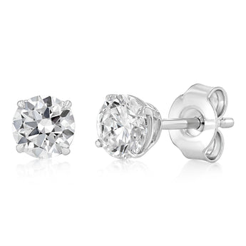 Luminesce Lab Grown 3/4 Carat Diamond Solitaire Stud Earrings in Platinum Plated Sterling Silver