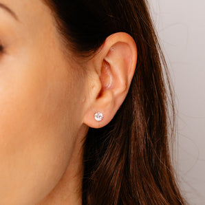 Luminesce Lab Grown 1 Carat Diamond Solitaire Stud Earrings in Platinum Plated Sterling Silver