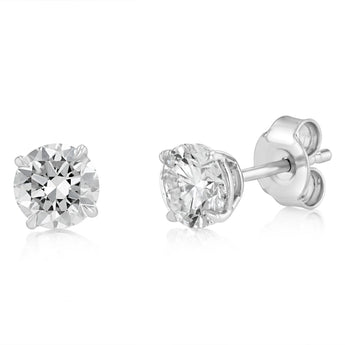 Luminesce Lab Grown 1.50 Carat Diamond Solitaire Stud Earrings in Platinum Plated Sterling Silver