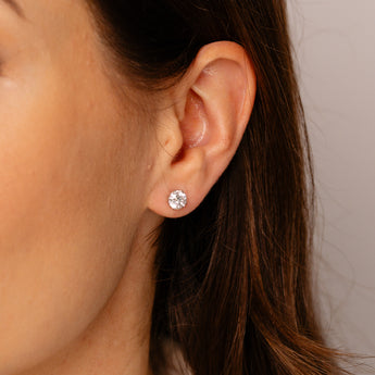 Luminesce Lab Grown 2 Carat Diamond Solitaire Stud Earrings in Platinum Plated Sterling Silver