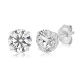 Luminesce Lab Grown 3 Carat Diamond Solitaire Stud Earrings in Platinum Plated Sterling Silver