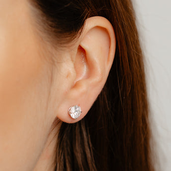 Luminesce Lab Grown 3 Carat Diamond Solitaire Stud Earrings in Platinum Plated Sterling Silver