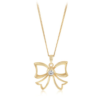 Luminesce Lab Grown 1/10 Carat Diamond Ribbon Pendant in Gold Plated Silver