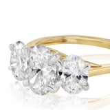 Luminesce Lab Grown 3 Carat Diamond Trilogy Oval Ring in 9ct Yellow Gold