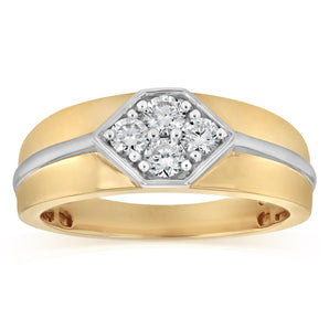 Luminesce Lab Grown 1/2 Carat Diamond Gents Ring in Gold Plated Sterling Silver