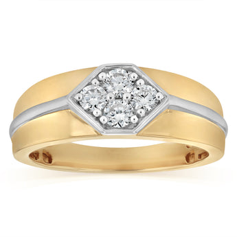 Luminesce Lab Grown 1/2 Carat Diamond Gents Ring in Gold Plated Sterling Silver