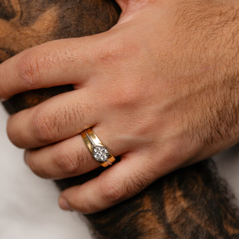 Luminesce Lab Grown 1/2 Carat Diamond Gents Ring in Gold Plated Sterling Silver