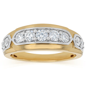 Luminesce Lab Grown 1 Carat Diamond Gents Ring in Gold Plated Sterling Silver