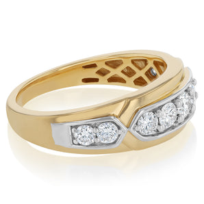 Luminesce Lab Grown 1 Carat Diamond Gents Ring in Gold Plated Sterling Silver