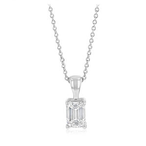 Luminesce Lab Grown 0.70 Cara Diamond Emerald Pendant on Chain in Sterling Silver