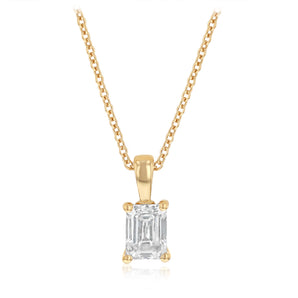 Luminesce Lab Grown 1/2 Carat Diamond Emerald Pendant on Chain in Gold Plated Sterling Silver