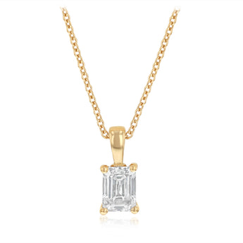 Luminesce Lab Grown 1/2 Carat Diamond Emerald Pendant on Chain in Gold Plated Sterling Silver