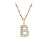 Personalised 9ct Yellow Gold Initial B Pendant with Luminesce Lab Grown Diamonds