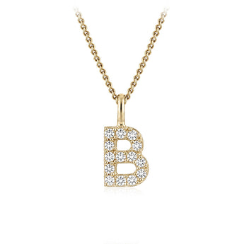 Personalised 9ct Yellow Gold Initial B Pendant with Luminesce Lab Grown Diamonds