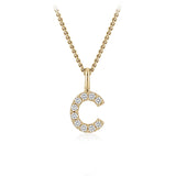 Personalised 9ct Yellow Gold Initial C Pendant with Luminesce Lab Grown Diamonds