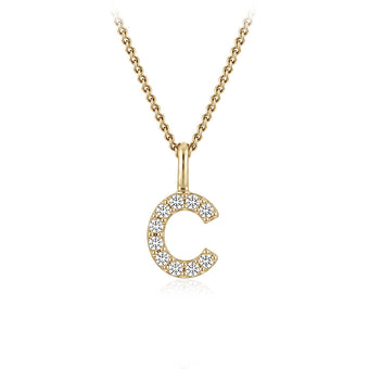 Personalised 9ct Yellow Gold Initial Pendant with Luminesce Lab Grown Diamonds