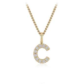 Personalised 9ct Yellow Gold Initial C Pendant with Luminesce Lab Grown Diamonds