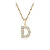 Personalised 9ct Yellow Gold Initial D Pendant with Luminesce Lab Grown Diamonds