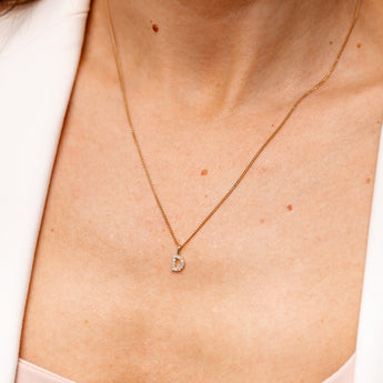 Personalised 9ct Yellow Gold Initial D Pendant with Luminesce Lab Grown Diamonds