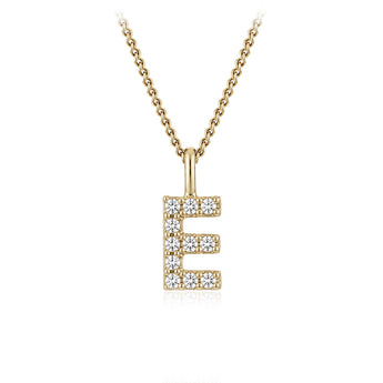 Personalised 9ct Yellow Gold Initial E Pendant with Luminesce Lab Grown Diamonds