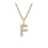 Personalised 9ct Yellow Gold Initial F Pendant with Luminesce Lab Grown Diamonds
