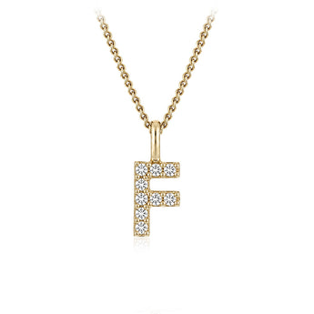 Personalised 9ct Yellow Gold Initial F Pendant with Luminesce Lab Grown Diamonds