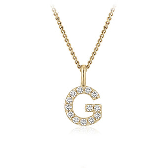 Personalised 9ct Yellow Gold Initial Pendant with Luminesce Lab Grown Diamonds