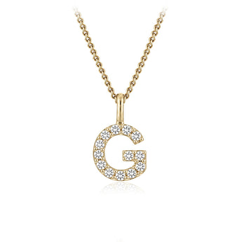 Personalised 9ct Yellow Gold Initial G Pendant with Luminesce Lab Grown Diamonds