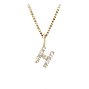 Personalised 9ct Yellow Gold Initial Pendant with Luminesce Lab Grown Diamonds